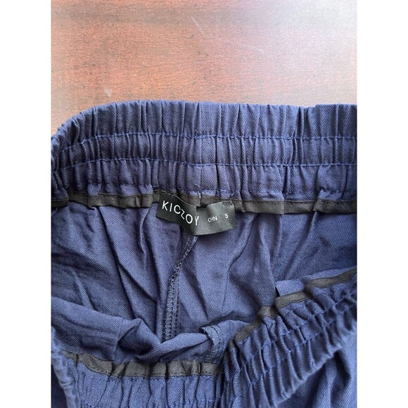 KICZOY Pants Womens Small Navy Blue Wide Leg Elastic Waist Pleated - Picture 6 of 7